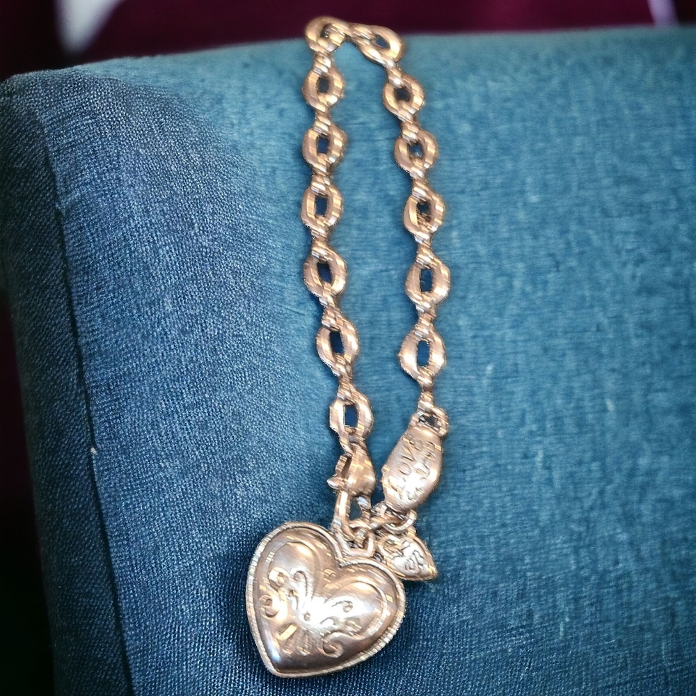 BRIGHTON SILVER Heart Pendant Bracelet